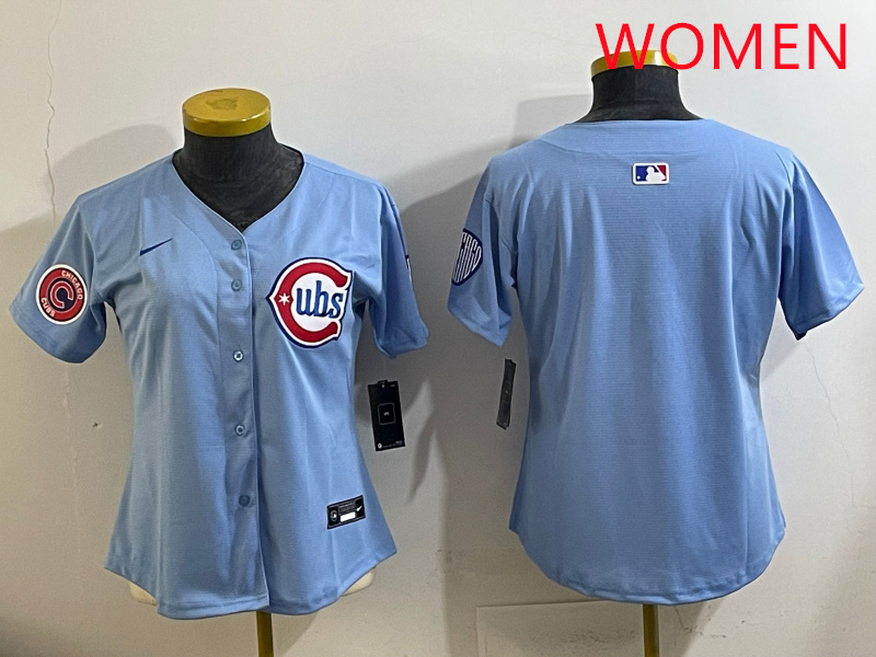 Women 2025 Chicago Cubs blank Blue Game Nike MLB Jersey->women mlb jersey->Women Jersey